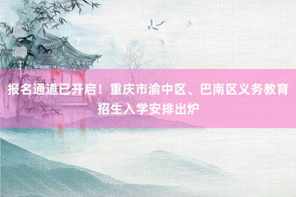 报名通道已开启！重庆市渝中区、巴南区义务教育招生入学安排出炉