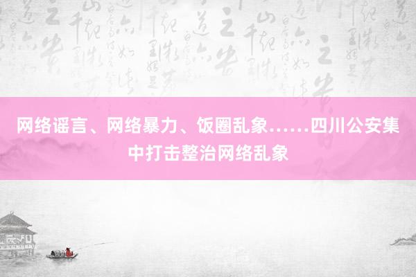 网络谣言、网络暴力、饭圈乱象……四川公安集中打击整治网络乱象