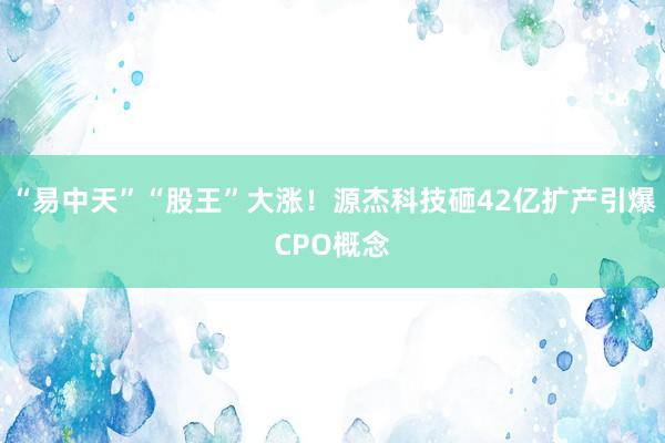 “易中天”“股王”大涨！源杰科技砸42亿扩产引爆CPO概念