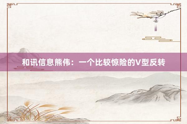 和讯信息熊伟：一个比较惊险的V型反转