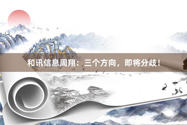 和讯信息周翔：三个方向，即将分歧！