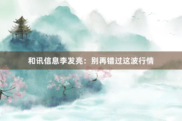 和讯信息李发亮：别再错过这波行情