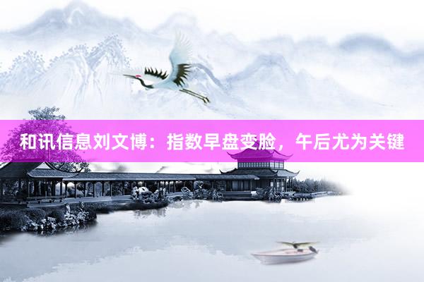 和讯信息刘文博：指数早盘变脸，午后尤为关键