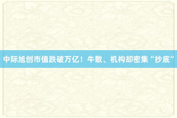 中际旭创市值跌破万亿！牛散、机构却密集“抄底”