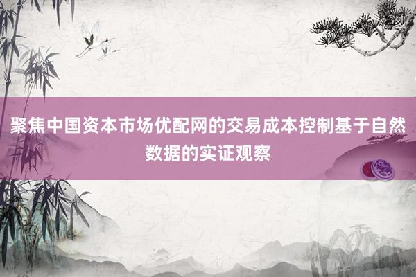 聚焦中国资本市场优配网的交易成本控制基于自然数据的实证观察