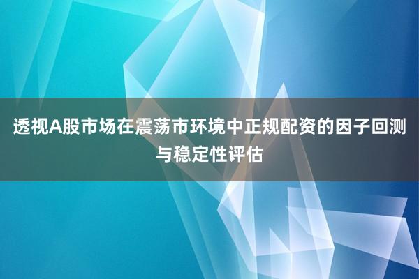 透视A股市场在震荡市环境中正规配资的因子回测与稳定性评估