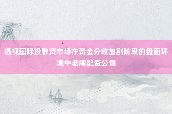 透视国际投融资市场在资金分歧加剧阶段的盘面环境中老牌配资公司