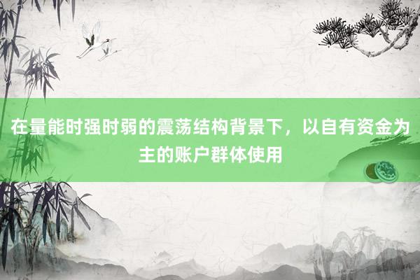 在量能时强时弱的震荡结构背景下，以自有资金为主的账户群体使用