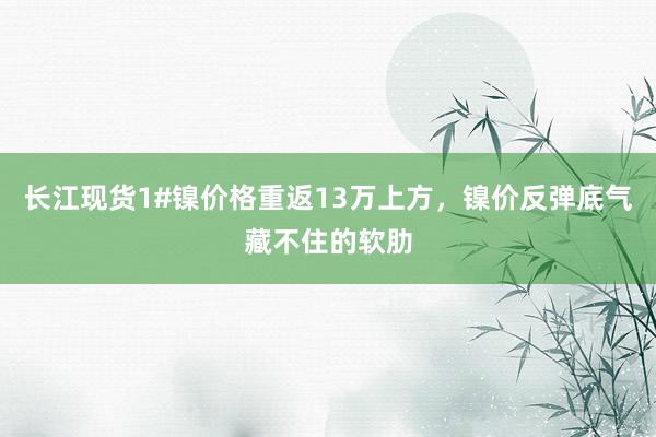 长江现货1#镍价格重返13万上方，镍价反弹底气藏不住的软肋