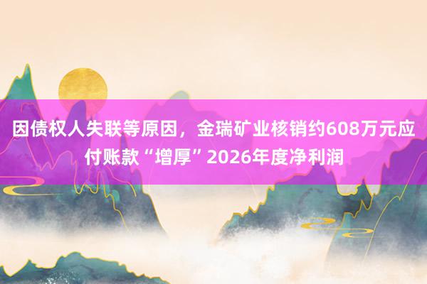 因债权人失联等原因，金瑞矿业核销约608万元应付账款“增厚”2026年度净利润