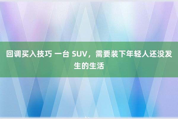 回调买入技巧 一台 SUV,需要装下年轻人还没发生的生活