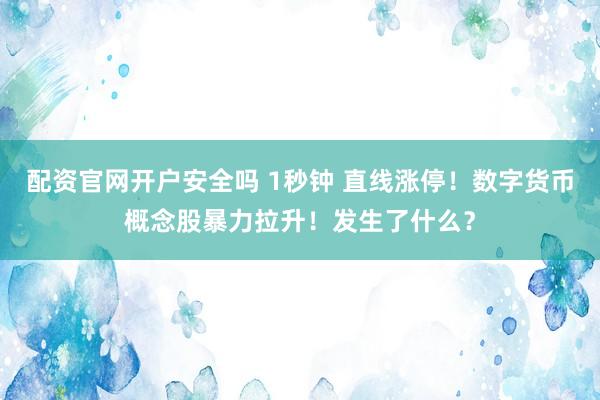 配资官网开户安全吗 1秒钟 直线涨停！数字货币概念股暴力拉升！发生了什么？