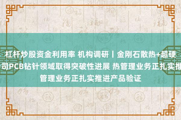 杠杆炒股资金利用率 机构调研丨金刚石散热+超硬刀具 这家公司PCB钻针领域取得突破性进展 热管理业务正扎实推进产品验证