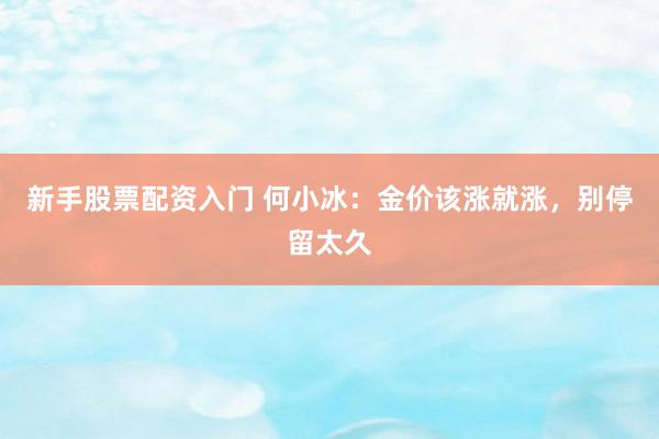 新手股票配资入门 何小冰：金价该涨就涨，别停留太久