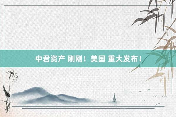 中君资产 刚刚！美国 重大发布！