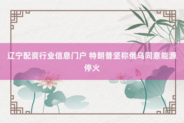 辽宁配资行业信息门户 特朗普坚称俄乌同意能源停火