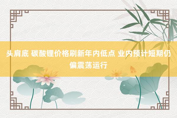 头肩底 碳酸锂价格刷新年内低点 业内预计短期仍偏震荡运行