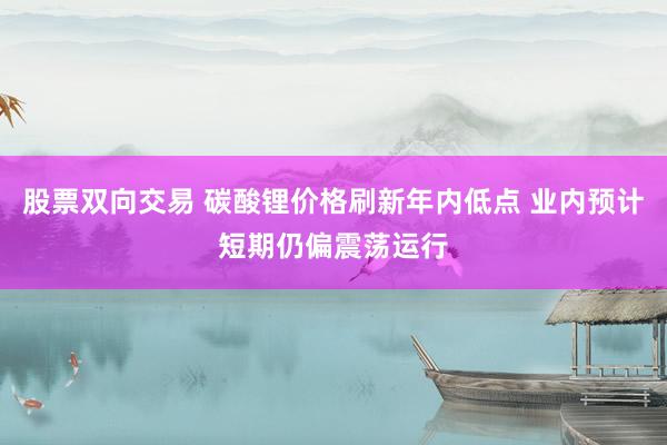 股票双向交易 碳酸锂价格刷新年内低点 业内预计短期仍偏震荡运行