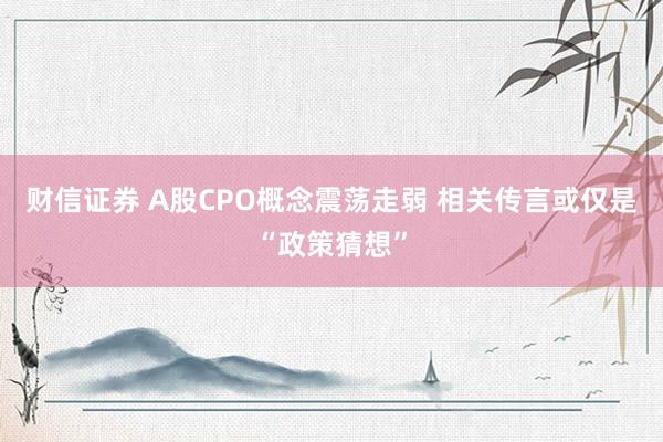 财信证券 A股CPO概念震荡走弱 相关传言或仅是“政策猜想”