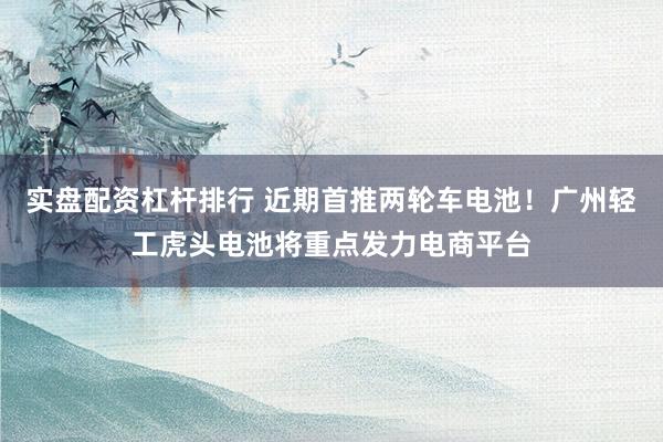 实盘配资杠杆排行 近期首推两轮车电池！广州轻工虎头电池将重点发力电商平台